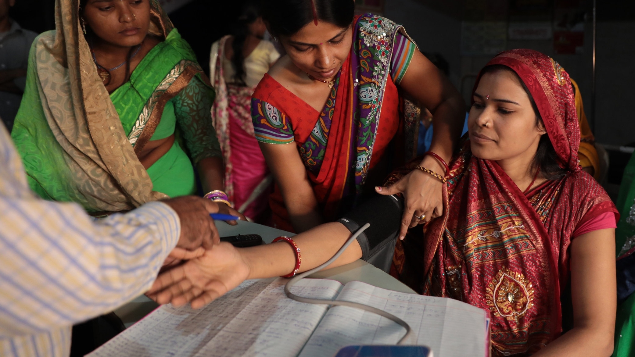 A woman undergoes screening for injectable contraceptive