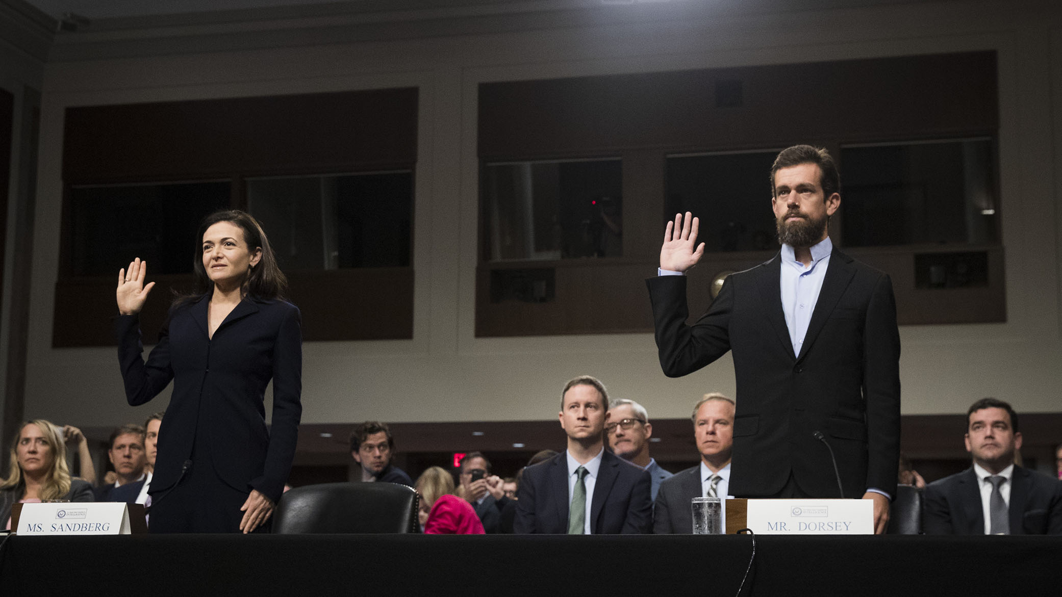 Twitter CEO Jack Dorsey And Facebook COO Sheryl Sandberg Testify To Senate Committee On Foreign Influence Operations