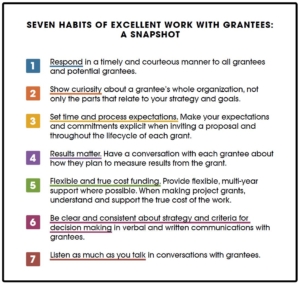 List of seven habits of excellent work with grantees