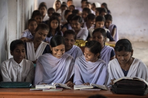 Eight grade students in a mathematics class in India