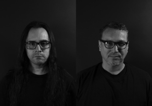 Black and white headshots of artists Cristóbal Martinez and Kade Twist