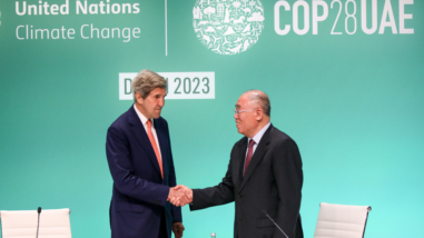John Kerry, U.S. Special Presidential Envoy for Climate, and his Chinese counterpart Xie Zhenhua give a joint news conference on day thirteen of the UNFCCC COP28 Climate Conference on December 13, 2023 in Dubai, United Arab Emirates. The conference has gone into an extra day as delegations continue to negotiate over the wording of the final agreement. The COP28, which was originally scheduled to run from November 30 through December 12, has brought together stakeholders, including international heads of state and other leaders, scientists, environmentalists, indigenous peoples representatives, activists and others to discuss and agree on the implementation of global measures towards mitigating the effects of climate change.